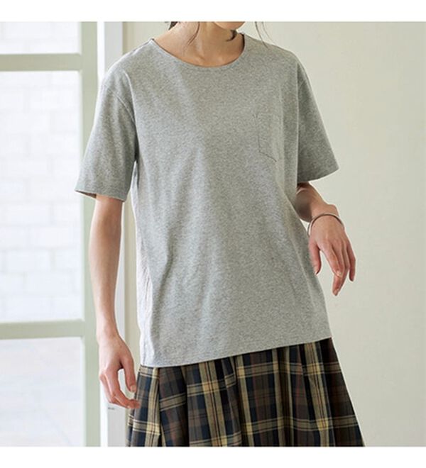 BELLUNA（ベルーナ）の「【ポケット付】綿１００％抗菌防臭汗ジミ対策プルオーバー（Tシャツ）」｜詳細画像