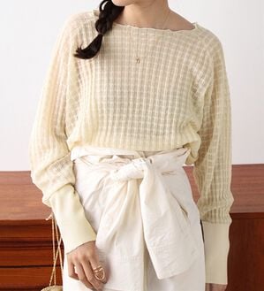 GeeRA（ジーラ）の「ジャカードシアーニットプルオーバー（ニット・セーター）」｜アイボリー