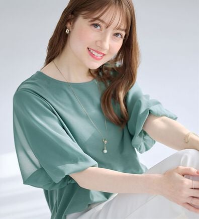 alotta（アロッタ）の「袖異素材バルーンＴシャツ（カットソー）」