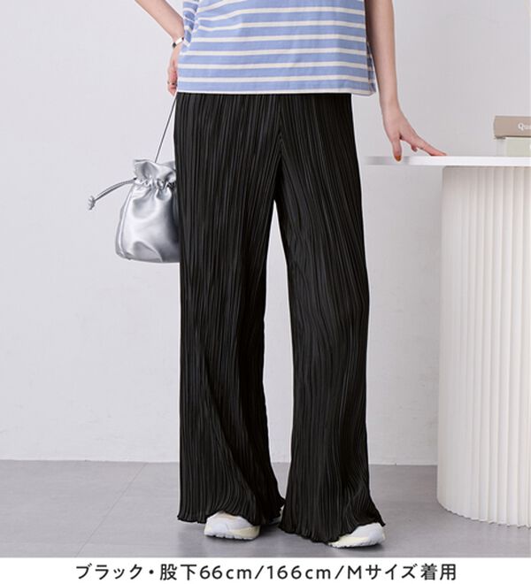 Viola e Viola（ヴィオラ エ ヴィオラ）の「着心地楽ちん！さらっと軽やかプリーツパンツ（フルレングスパンツ）」｜詳細画像