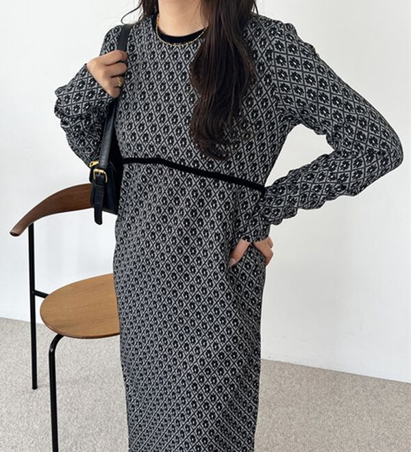 GeeRA（ジーラ）の「フラワージャカードパイピングワンピース（その他ワンピース）」｜詳細画像