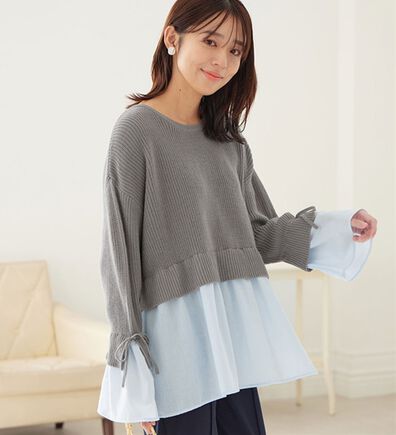 alotta（アロッタ）の「ブラウスドッキングフレアー袖ニット（ニット・セーター）」