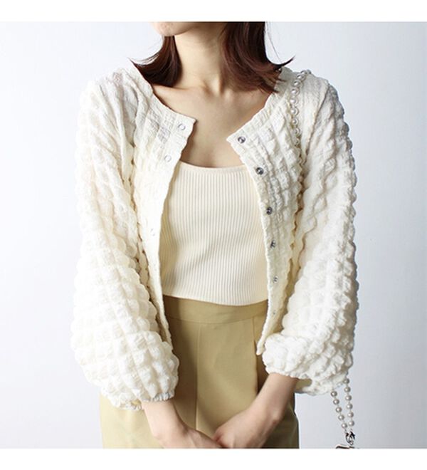 GeeRA（ジーラ）の「ぽこぽこ素材２ＷＡＹカーディガン（カットソー）」｜詳細画像