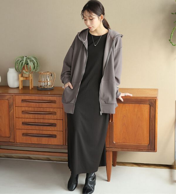 A HAPPY MARILYN（アハッピーマリリン）の「【Ｌ～６Ｌ】なめらかさらり美人なダンボールジップパーカースウェット（パーカー）」｜詳細画像