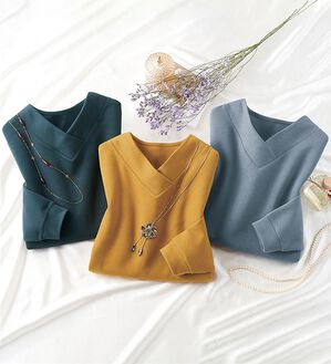 ルフラン（ルフラン）の「【３色組】Ｖネックビックトレーナー（トレーナー・スウェット）」｜詳細画像