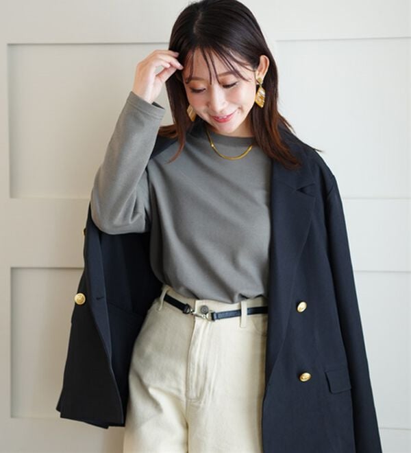 A HAPPY MARILYN（アハッピーマリリン）の「【Ｍ～８Ｌ】名品！「３つのシルエット」と「長袖／半袖」から選べる 綿混 ベーシック Ｔシャツ（Tシャツ）」｜詳細画像