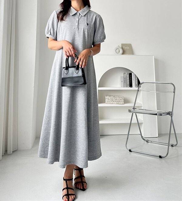 GeeRA（ジーラ）の「【Ｕ．Ｓ．ＰＯＬＯＡＳＳＮ】ポロ衿ワンピ―ス（その他ワンピース）」｜杢グレー