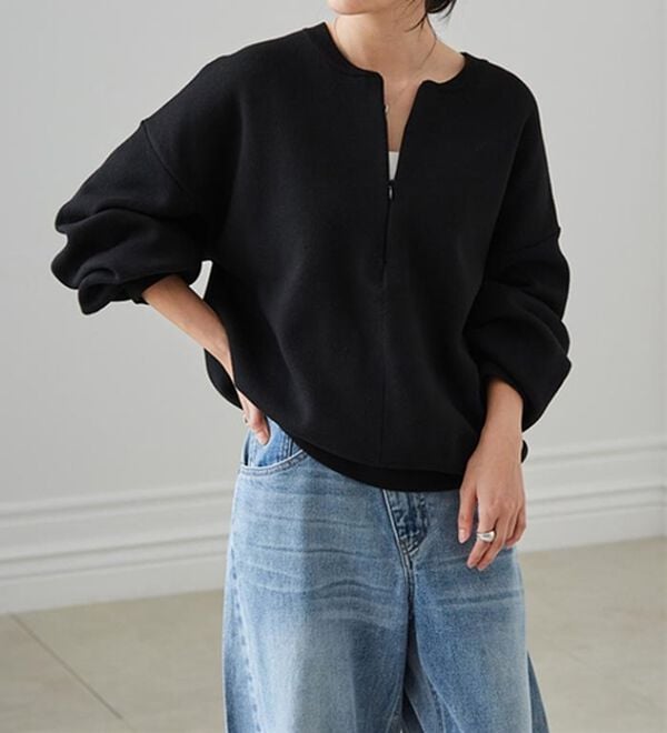 RANAN（ラナン）の「ハーフジップスウェットライクニット（ニット・セーター）」｜詳細画像