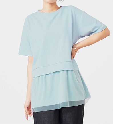 BELLUNA（ベルーナ）の「裾チュールレイヤード風チュニック（チュニック）」