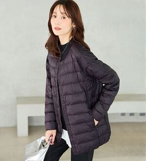 BELLUNA（ベルーナ）の「【マジ軽ヒート】ハイブリッド中わたジャケット（ノーカラージャケット）」｜パープル