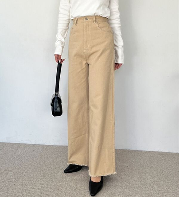 GeeRA（ジーラ）の「オリジナルパッチハイウエストデニム（ワイドパンツ・ガウチョ）」｜詳細画像