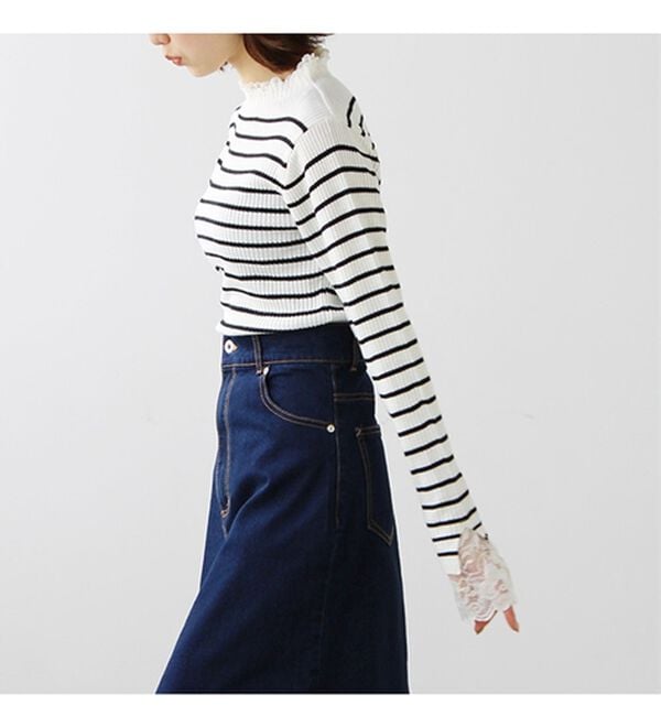 GeeRA（ジーラ）の「大人可愛い！レースが上品なハイネックニット（ニット・セーター）」｜詳細画像