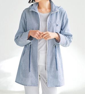 BELLUNA（ベルーナ）の「着るＵＶ対策！綿１００％サマージャケット（ブルゾン）」｜ブルーストライプ