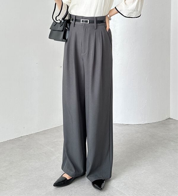 GeeRA（ジーラ）の「着心地抜群！ハイウエストダブルタックワイドパンツ（フルレングスパンツ）」｜詳細画像