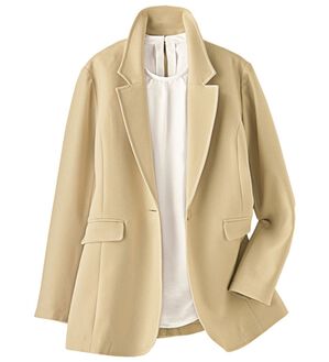 BELLUNA（ベルーナ）の「カジュアルコーデを格上げ！ウール調テーラードジャケット　ロング丈（テーラードジャケット）」｜ベージュ