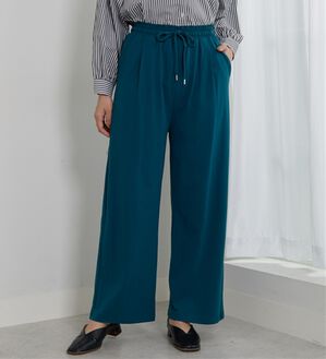 BELLUNA（ベルーナ）の「着心地楽々！綿１００％イージーパンツ（ワイドパンツ・ガウチョ）」｜ターコイズ