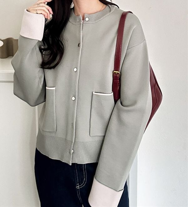 GeeRA（ジーラ）の「配色カラーニットカーディガン（ニットカーディガン）」｜詳細画像