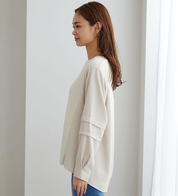 BELLUNA（ベルーナ）の「ニット切替袖タックプルオーバー（ニット・セーター）」｜詳細画像