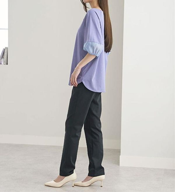 BELLUNA（ベルーナ）の「サラリ速乾！綿サテンストレッチカラーパンツ（フルレングスパンツ）」｜詳細画像