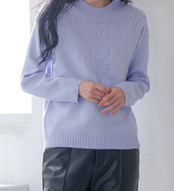 RANAN（ラナン）の「透かし編デザインハイネックニット（ニット・セーター）」｜詳細画像