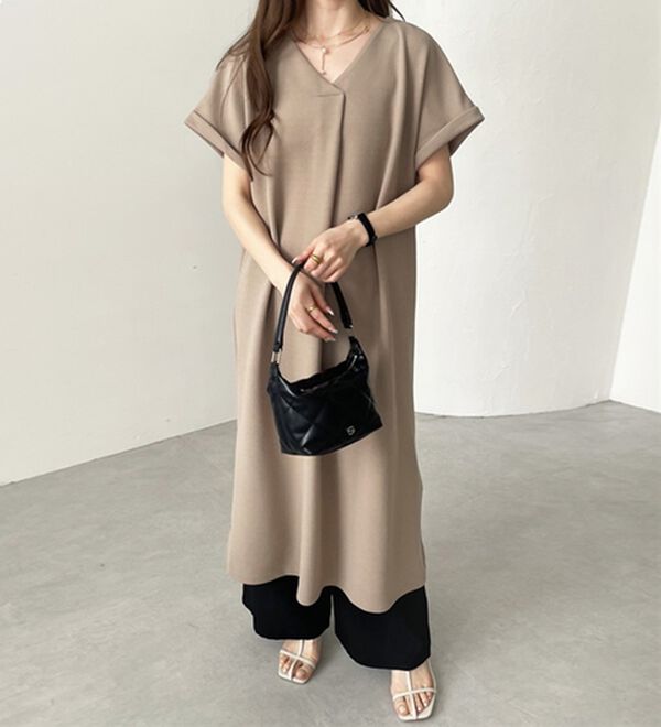 GeeRA（ジーラ）の「ひんやり快適！ジャカードスキッパーワンピ（カットソーワンピース）」｜詳細画像