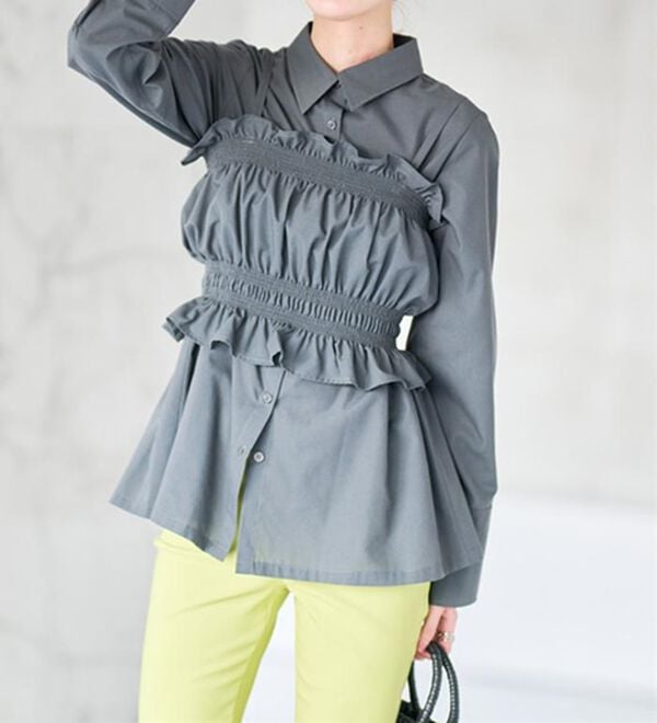 RANAN（ラナン）の「ビスチェ&times;レギュラーカラーシャツ（シャツ）」｜詳細画像