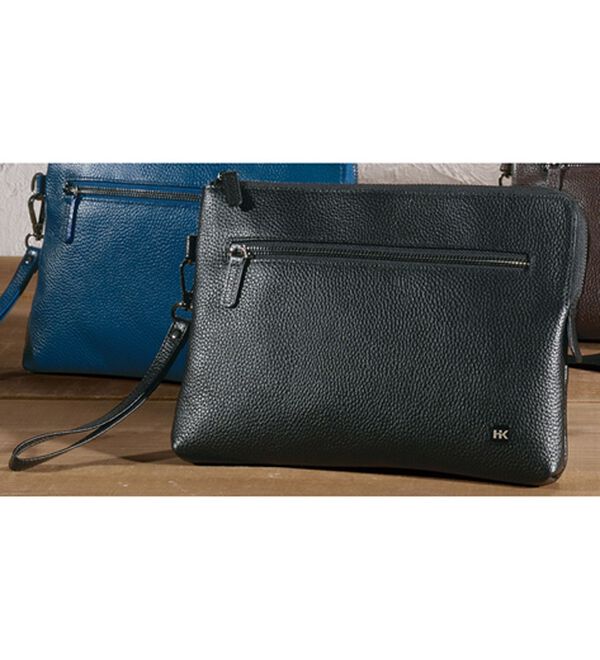 「＜ヒロコ・コシノ　オムベーシック＞大人の本革２ＷＡＹスマートショルダー（メンズショルダーバッグ）」｜ブラック