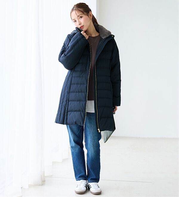 BELLUNA（ベルーナ）の「細見え！フレンチダウン使いダブルステッチロング丈コート（ロングコート）」｜詳細画像