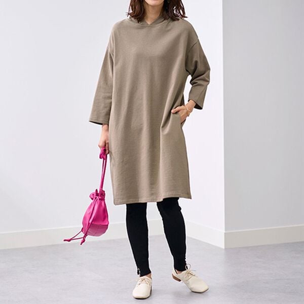 BELLUNA（ベルーナ）の「オーガニックコットンゆったり裏毛ワンピース（カットソーワンピース）」｜詳細画像