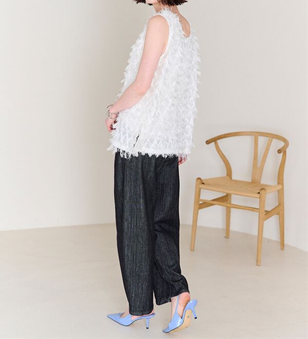 RANAN（ラナン）の「きれい見え麻入りカーブデニム（フルレングスパンツ）」｜詳細画像