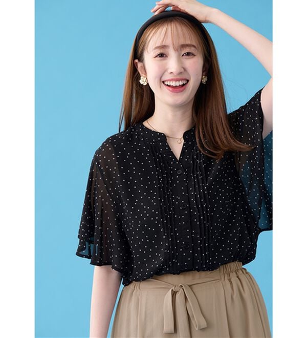 alotta（アロッタ）の「【接触冷感】インナー付ピンタックデザインブラウス【イエベ・ブルべ】（ブラウス）」｜詳細画像