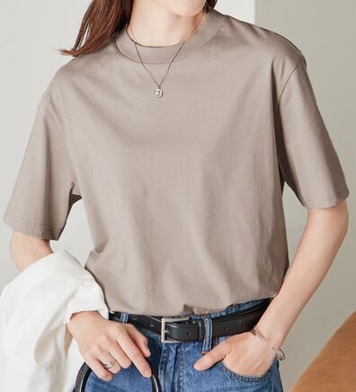 BELLUNA（ベルーナ）の「【選べる袖丈】＜エアリーアイスコットン＞オーバーサイズＴシャツ（カットソー）」