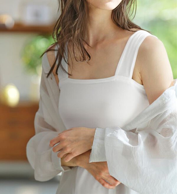 YU'NOW（ユナウ）の「ヒンヤリ冷感！【制菌】ブラ紐隠しのインナーワンピース（スリップ・ペチコート）」｜詳細画像