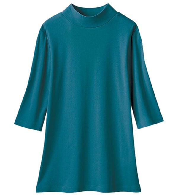 LAVIENNE（ラヴィエンヌ）の「【UVカット】綿１００％ハイネックプルオーバー（５分袖）＜カラフルコットン＞（肌着・インナーウェア）」｜詳細画像