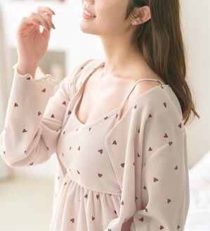 YU'NOW（ユナウ）の「【３点セット】カップ付ワッフルキャミソールルームウェアセット（パジャマ・ルームウェア）」｜ベージュ系その他