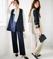 RANAN（ラナン）の「【２点セット】洗える！多機能バックフリルベストセットアップ（パンツスーツ）」