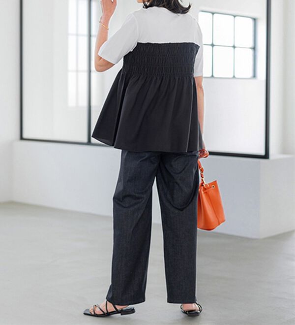 BELLUNA（ベルーナ）の「ヒンヤリ冷感！ライトオンスジーンズ（ワイド）（ワイドパンツ・ガウチョ）」｜詳細画像