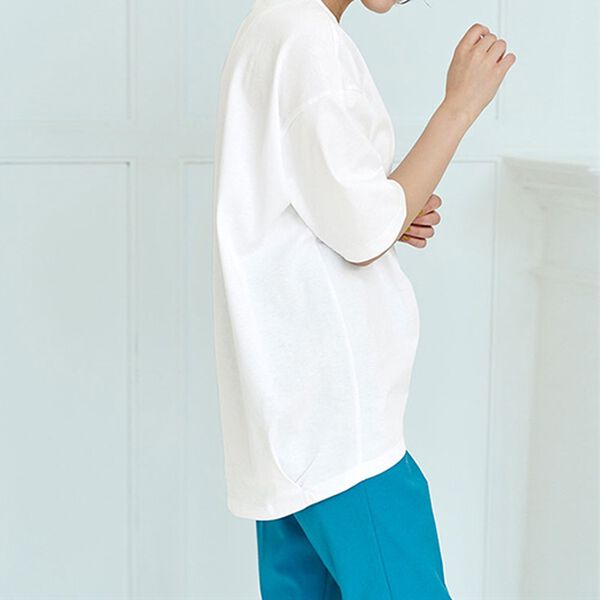 RANAN（ラナン）の「ひんやり！綿100％汗ジミ防止！裾タックロング丈Tシャツ＜Ｂeautiful Ｃotton＞（チュニック）」｜オフホワイト