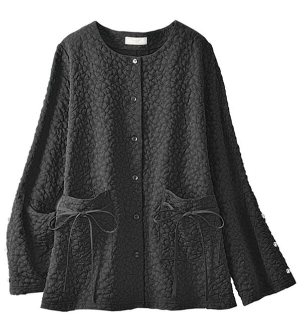 ルフラン（ルフラン）の「着心地らくな花ジャカードジャケット（その他ジャケット）」｜黒