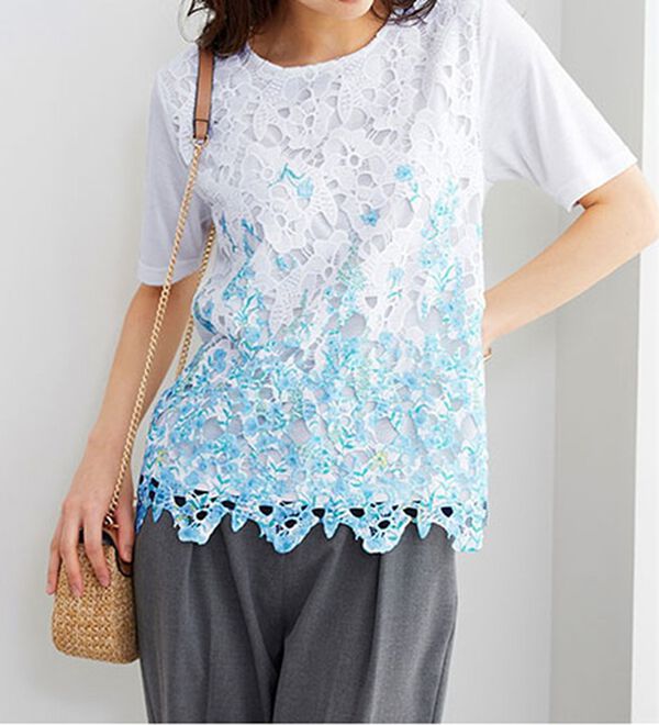 BELLUNA（ベルーナ）の「花柄プリントレースカーディガンアンサンブル（アンサンブル）」｜詳細画像