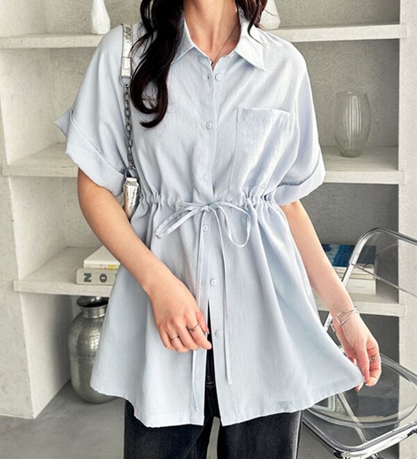 GeeRA（ジーラ）の「２ｗａｙウエストリボンシャツチュニック（チュニック）」｜詳細画像