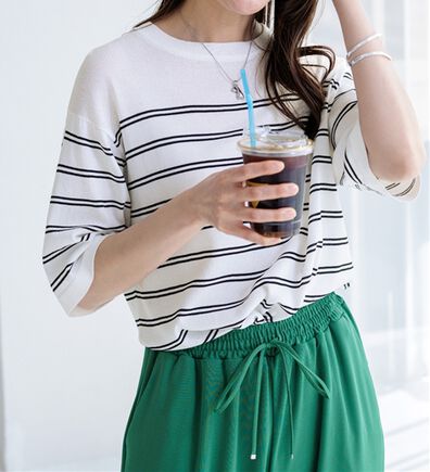 BELLUNA（ベルーナ）の「【快適Ｌａｂ．】シャリ冷！洗える多機能ニットＴシャツ（ニット・セーター）」