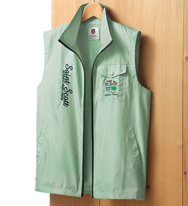 「ブランドデザイン裏メッシュベスト（メンズベスト）」｜ミント