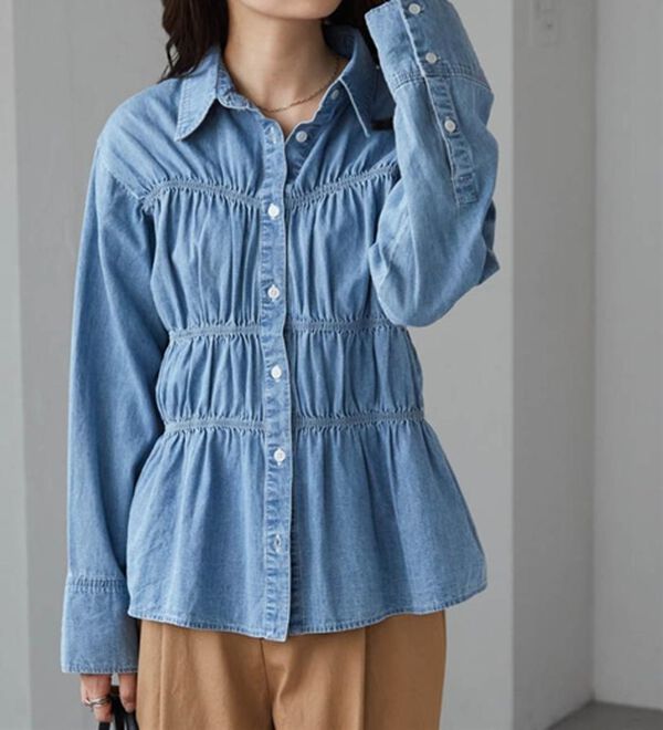 RANAN（ラナン）の「ライトデニムシャーリングデザインシャツブルー（シャツ）」｜詳細画像