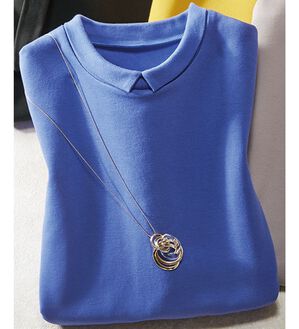 ルフラン（ルフラン）の「抗菌防臭衿つきコットン１００％プルオーバー（カットソー）」｜ブルー