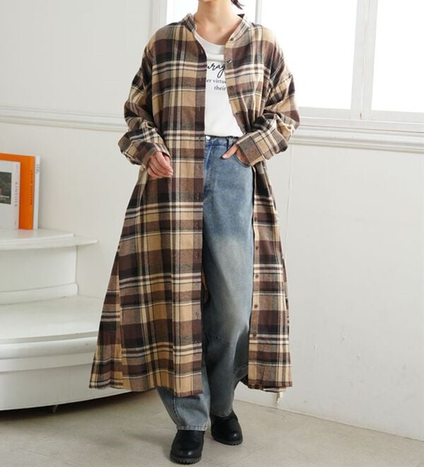 大きいサイズ】【LL～8L】フランネル細魅せチェックシャツ