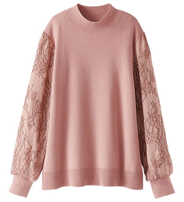 BELLUNA（ベルーナ）の「袖レースデザインニットプルオーバー（ニット・セーター）」｜詳細画像