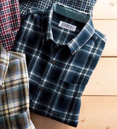 「シンプル＆プラス　フランネルチェックシャツ（メンズシャツ）」