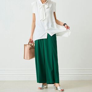 RANAN（ラナン）の「ロングスリットパンツ（フルレングスパンツ）」｜グリーン