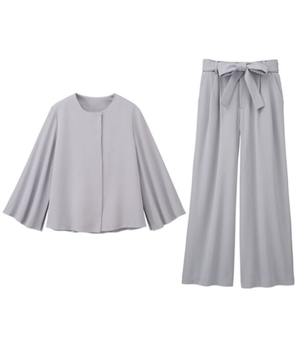 RANAN（ラナン）の「【２点セット】防しわ！洗える！ケープライクジャケットセットアップ（パンツスーツ）」｜詳細画像